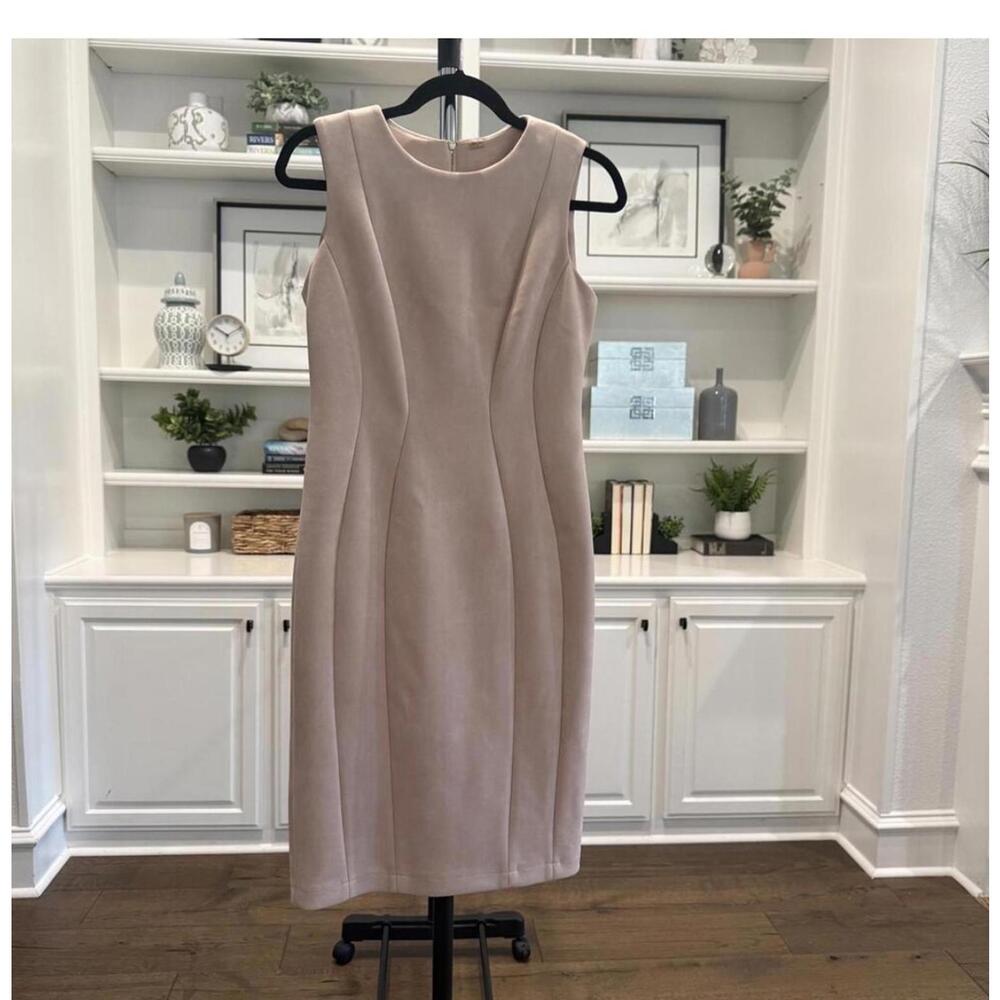 Calvin Klein Women Size 4 Blush Pink Sleeveless Sheath Dress Gold Zipper